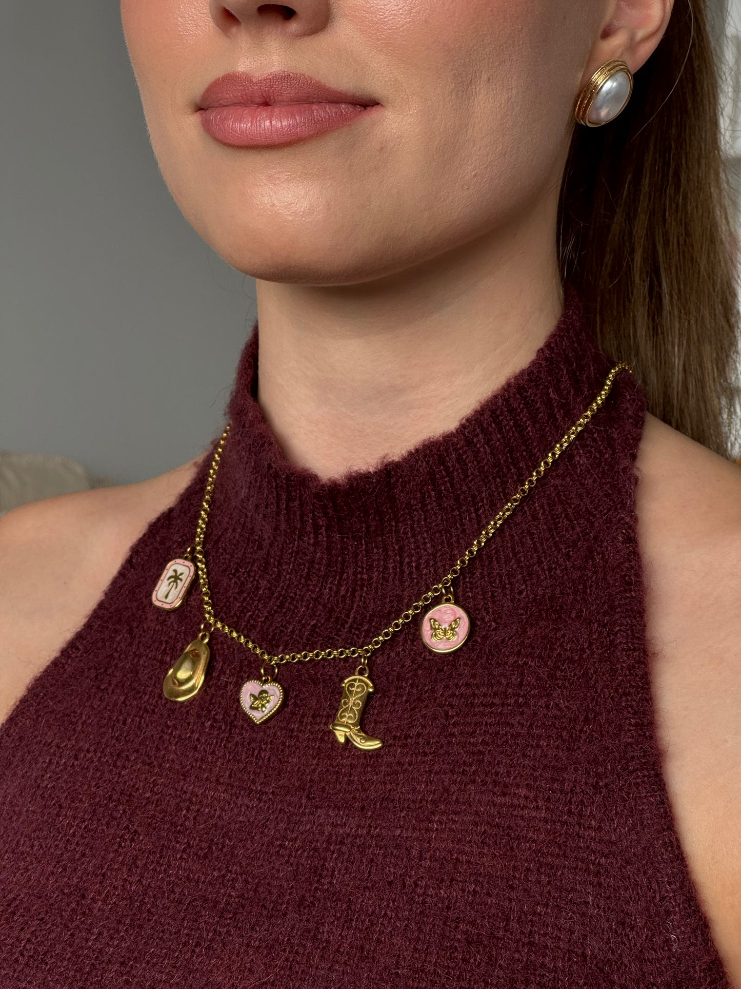 Pink Coastal Cowboy Charm Necklace