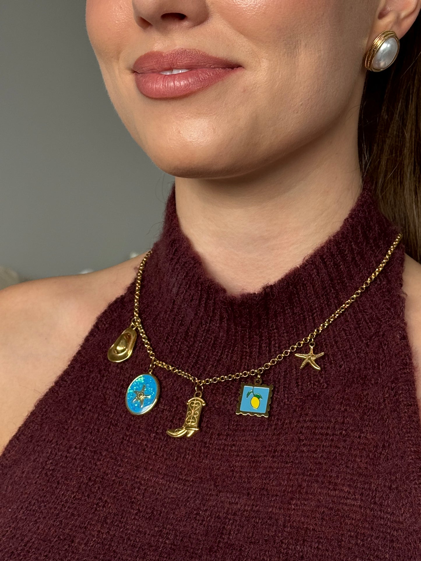 Blue Coastal Cowboy Charm Necklace
